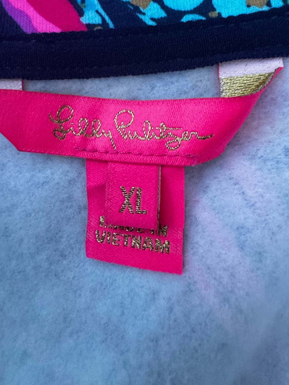 Lilly Pulitzer Wrenley Zip-Up Floral Jacket Aegean Navy Calypso Coast Size XL - Picture 13 of 14